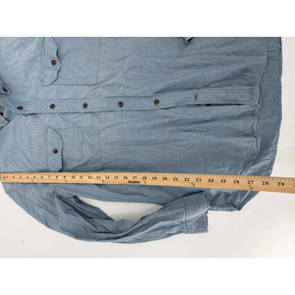 Carhartt Mens XL Blue Chambray Long Sleeve Button Down Work Shirt Dual Pockets - Picture 5 of 6